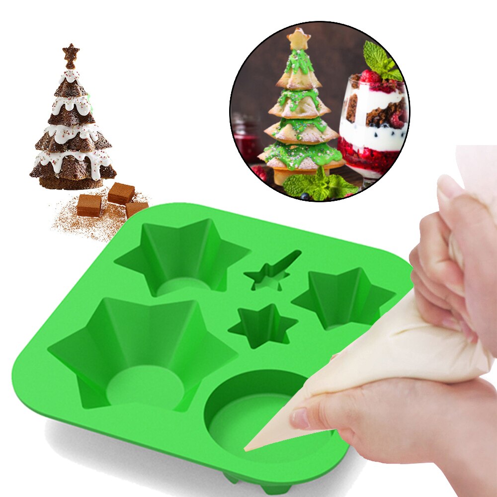 Diy Kerstboom Silicone Mould Cake Cookies Chocolade Gelei Wax Bakken Bakvormen Mould Xmas Keuken Ijsbakje