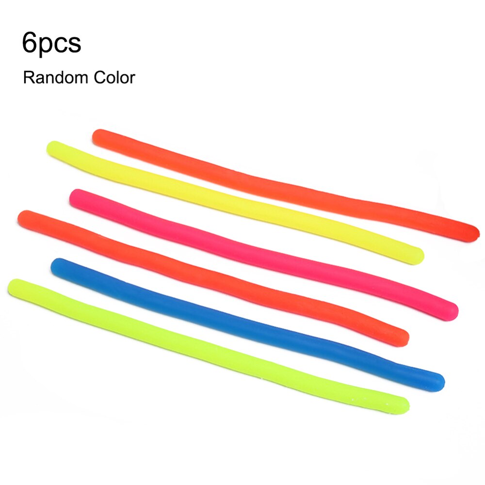 6pcs TPR Soft Noodle Elastic Rope Toys for Kids Decompression Artifact Vent Rope Neon slings anti-stress toys Random Colors: Default Title