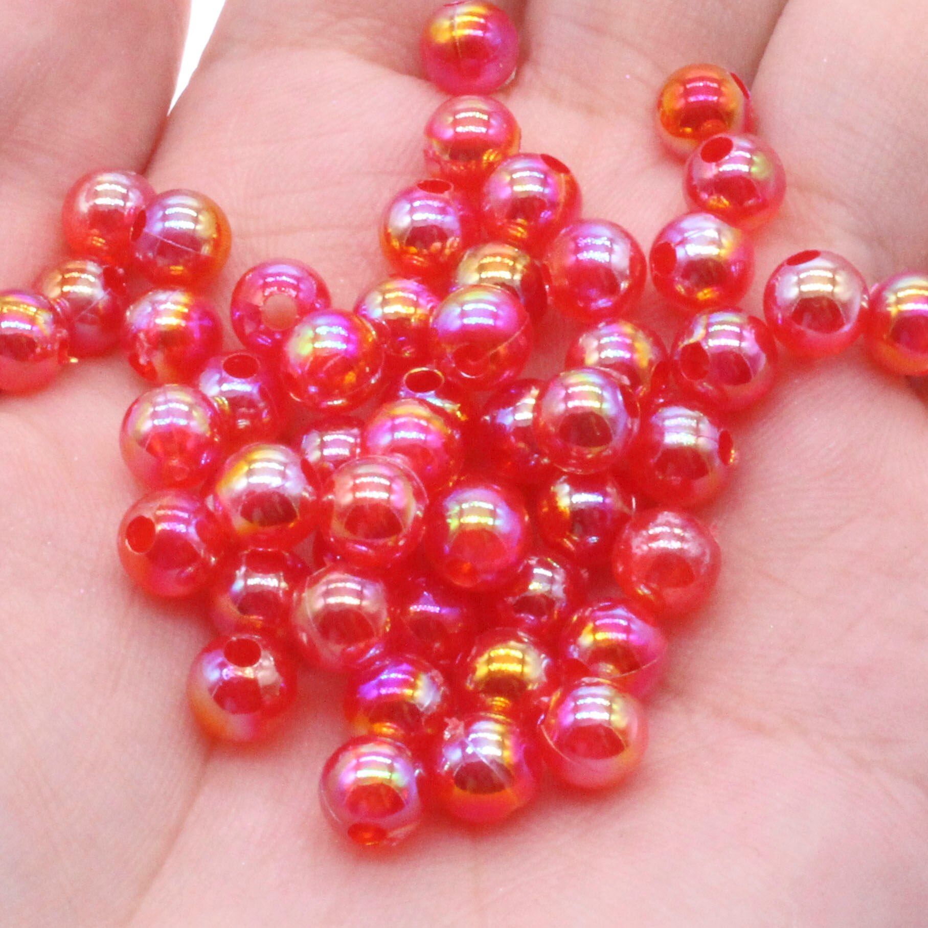 CHONGAI 6mm Light Purp Transparent AB Acrylic Round Ball Spacer Beads For Jewelry Making DIY Jewelry Accessories For Handicrafts: Red