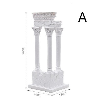 Grekiska antika stadens tempel arkitektonisk modell romersk kolumn prydnad europeisk stil dekoration möbler harts skulptur: Ett tioskurtempel