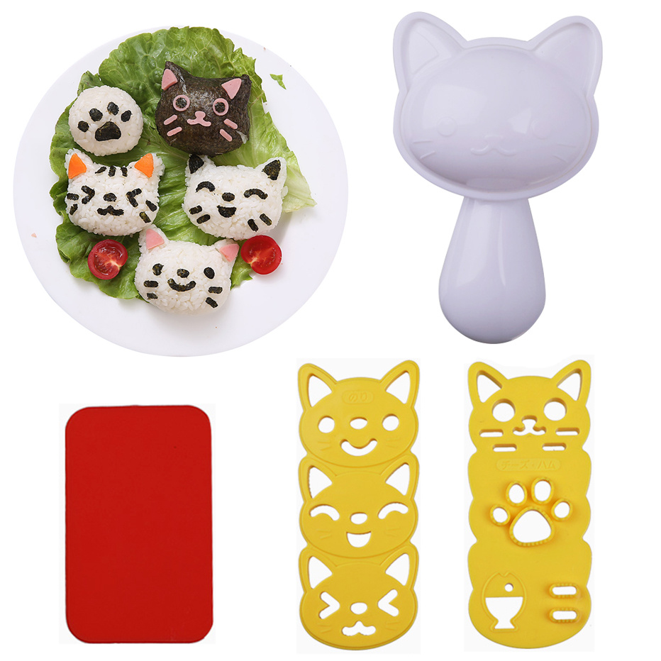 Moules de gaufrage de riz pour Sushi Nori, pour chien, ours, lapin, Panda, Bento, accessoires pour sandwichs, Onigiri: Cat