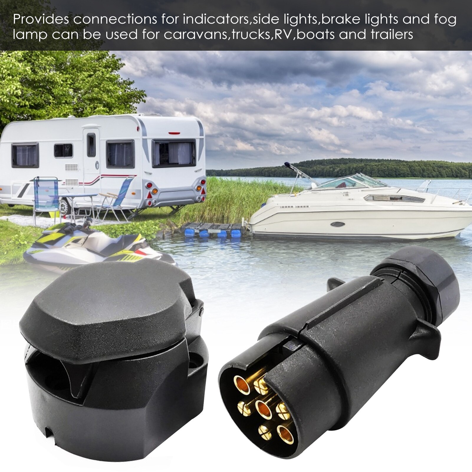 7-Pin Trailer Adapter Durable Trailer Wiring Connector Outlet 12V Remolque Trailer Car Truck Caravan Accessories Car Socket Plug