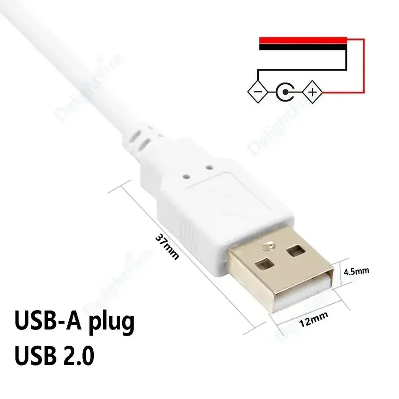 Cable USB Pigtail macho hembra Cable de alimentación pelado conector de repuesto de 12V para tira LED USB reemplazar reparación ventiladores altavoz