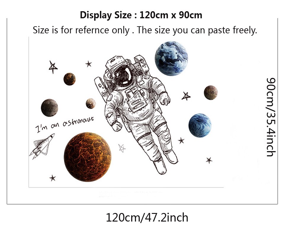 Muurstickers met noordse astronauten, decoratieve stickers met ruimteplaneten, muurstickers voor de babykamer, muurstickers voor thuisdecoratie, sterrenstelsel, p