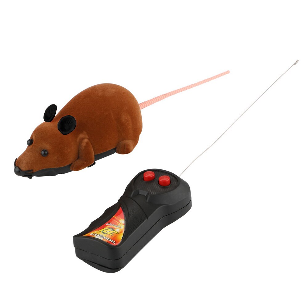 Ratón eléctrico simulado con Control remoto, inalámbrico, para gatos, suministro para mascotas, Juguetes Divertidos para jugar: Brown