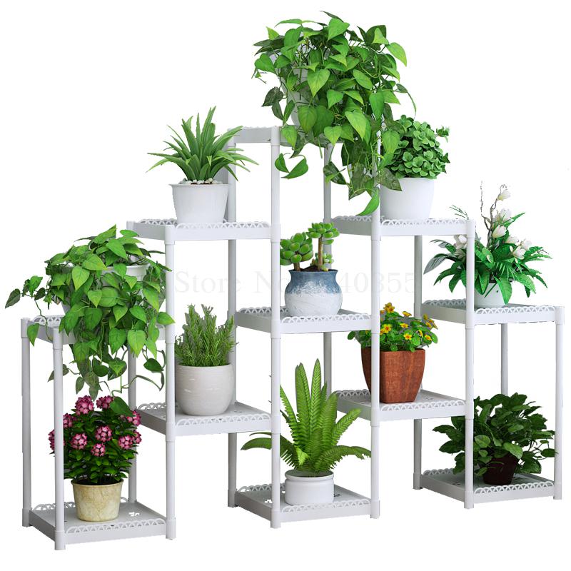 Blomsterhylle flere etasjer innendørs spesiell balkong terrasse blomsterstativ multi-potthylle plast vindusrammeholder