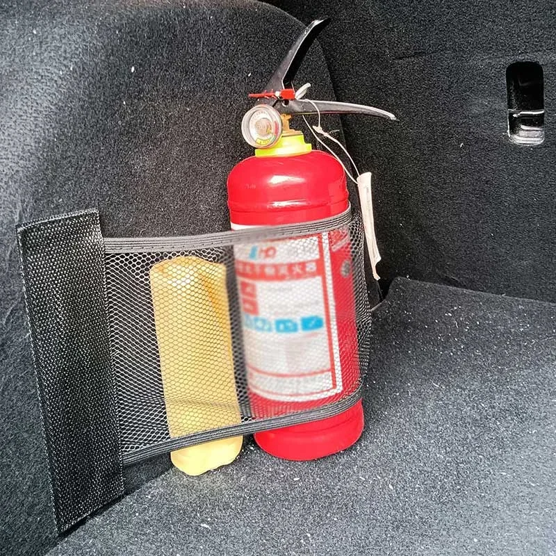 Auto Elastische Mesh Feste Straps Stamm Innen Organizer Sitz Zurück Befestigung Net Tasche Feuerlöscher Auto Waren Lagerung Befestigungs Strap