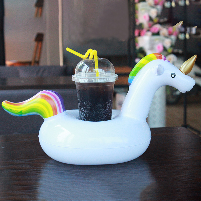 Yuyu Mini Eenhoorn Opblaasbare Bekerhouder Drink Float Water Speelgoed Levert Party Drank Boten Telefoon Standhouder Zwembad Speelgoed