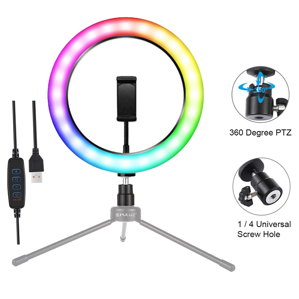 13 pollici 30 centimetri LED Selfie Anello di Luce di Riempimento Dimmerabile RGB di Colore Completo 8/10 ''Telefono Cellulare con Fotocamera Foto Video di Trucco lampada Scarpa Freddo Testa del Treppiede