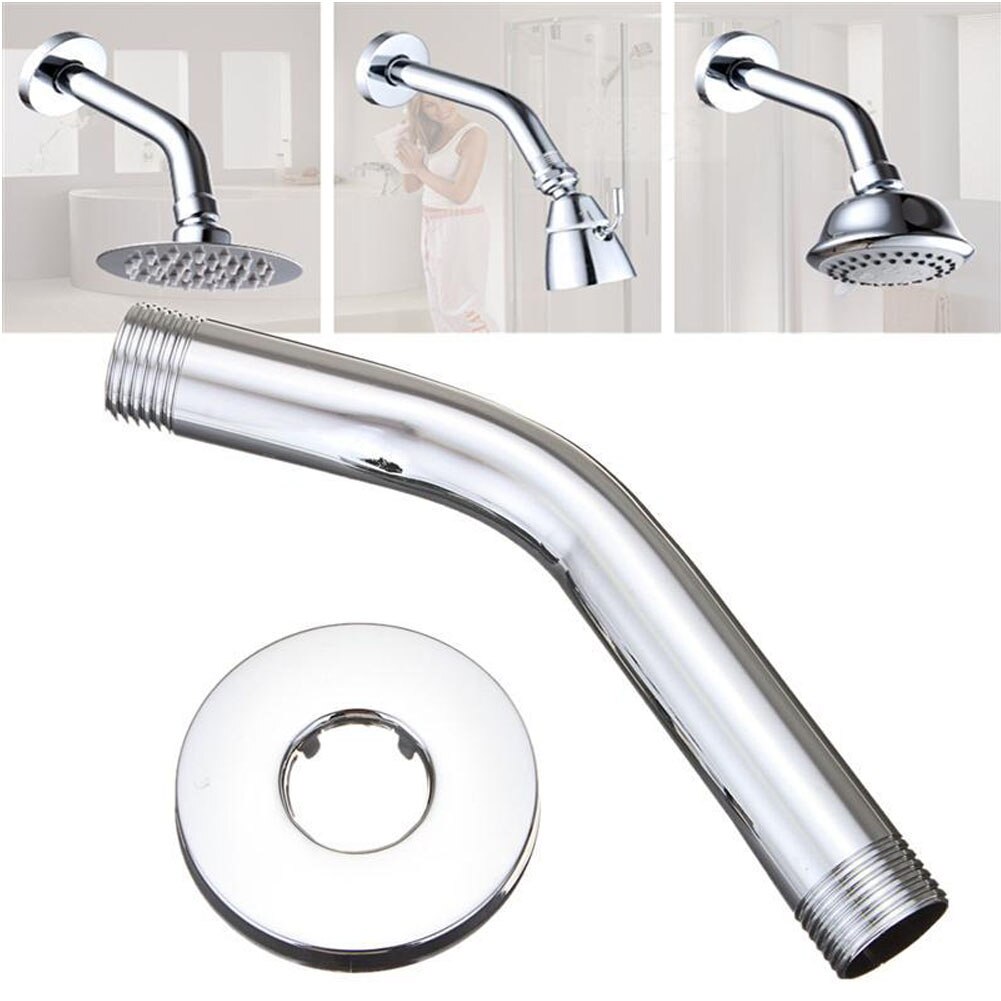 Shower Accessory Home Durable Pipe With Flange Fixed Bathroom Stainless Steel Bend Shower Head Arm Wall Mounted 150mm