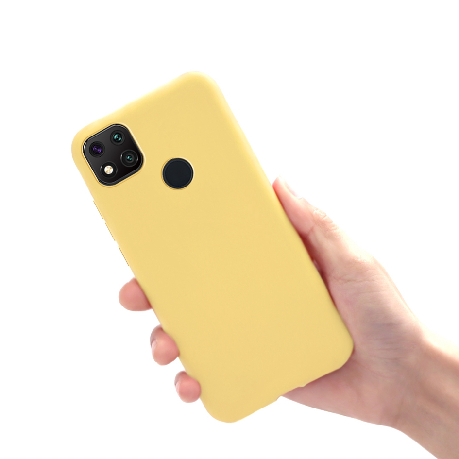Para Xiaomi Redmi 9C NFC 10A 10C silicona caramelo TPU funda de teléfono Simple para Redmi 10C 9A 10A 9C nfc Fundas: Cuero genuino / YELLOW