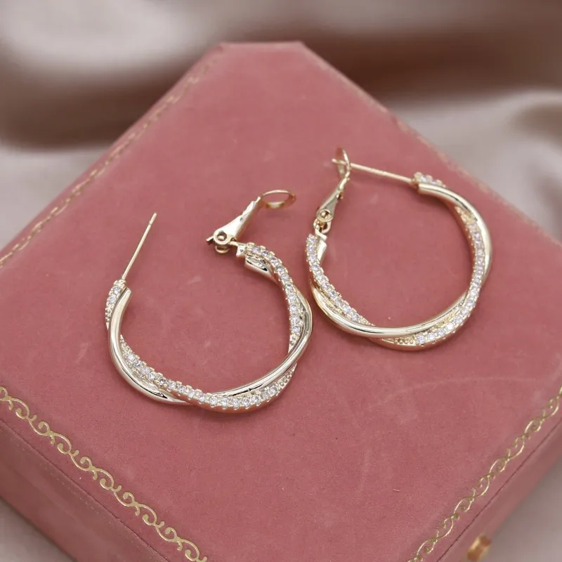 Pendientes giratorios chapados en oro Real para mujer, joyería de coreana, cuentas de circón redondas, accesorios de de graduación de lujo: Naranja