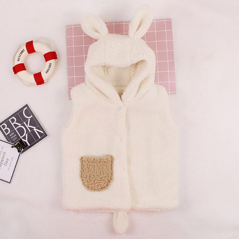 Roupas de bebê colete inverno veludo com capuz roupas da criança grosso quente bonito orelhas roupas casaco ybc029