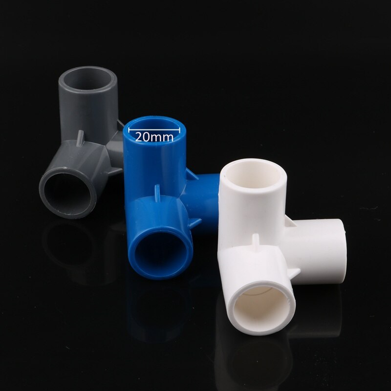 Conector de tubería de PVC de 20mm, uniones estéreo de 3 vías, conector tridimensional de tubería de agua, juntas 3D DIY, 2 uds.