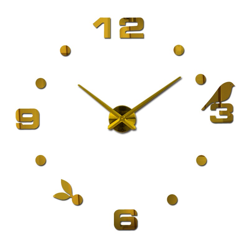 Specialtilbud ur vægure reloj de pared horloge ur stort dekorativt akryl spejl kvarts stue: Guld / 47 tommer
