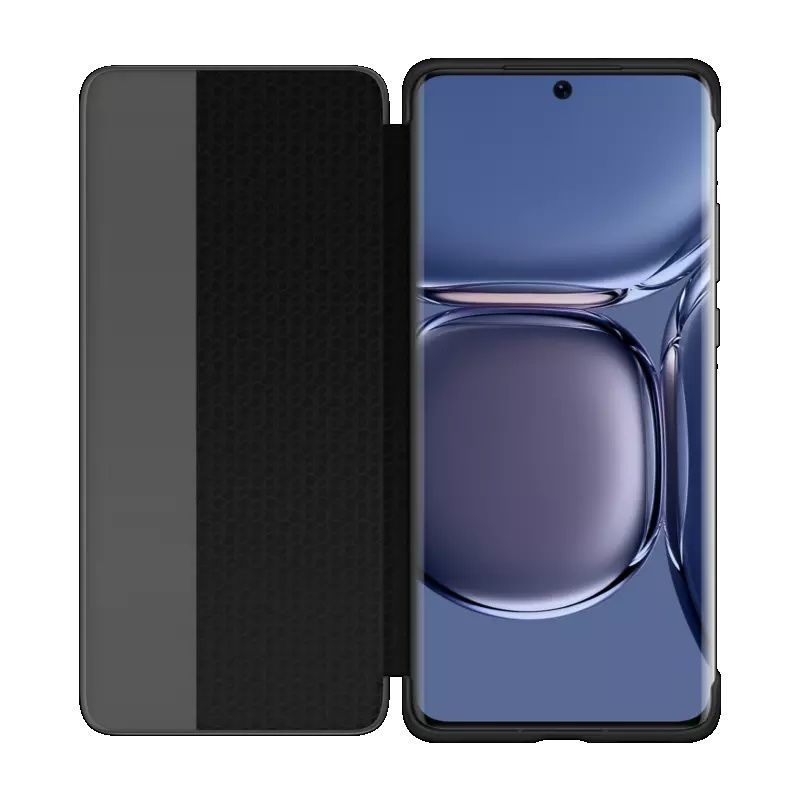 Huawei P50 Pro – coque de protection en cuir, étui à rabat avec fenêtre, veille intelligente, réveil, support