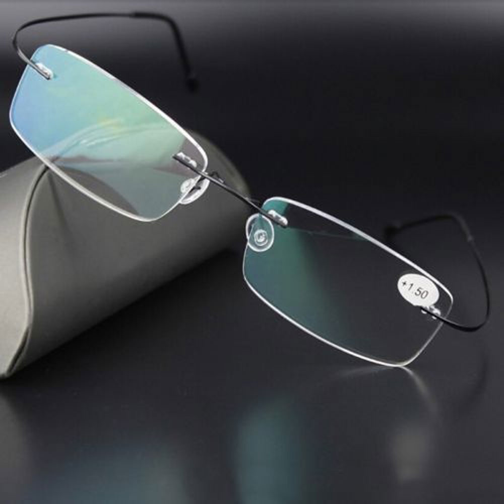 2023 ultraleichte Erinnerung Titan randlose Lesebrille Männer Frauen presbyopische Brille hoch auflösende Brille 1,0 bis 3,5