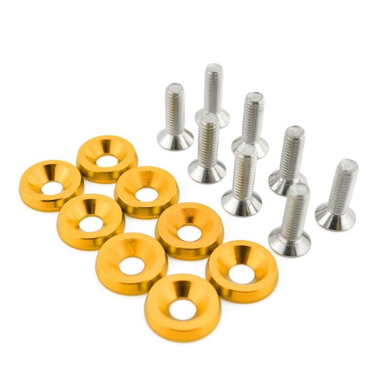 runmade 8pcs/lot Billet Aluminum Fender Bumper Washers Bolt Engine Bay Dress Up Kit 6 Colors: Yellow