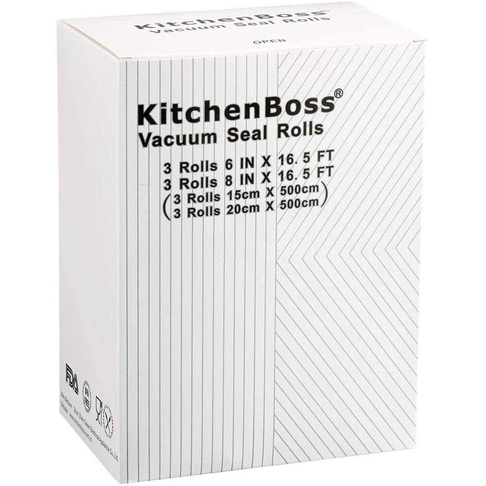 Vacuum Sealer Rolls Bag，15 and 20 x 500cm 6rolls Food vacuum Saver Bag Rolls with Cutter Box ，Sous Vide Roll Bag