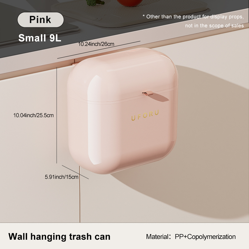 UFORU Trash can household bathroom wall hanging seam toilet kitchen with lid large capacity high appearance level: L