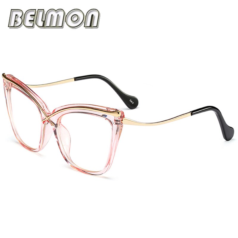 Belrayon óculos de olho de gato, armação feminina para óculos de computador, armação de óculos para miopia, lentes transparentes feminina rs262: RS262 C04
