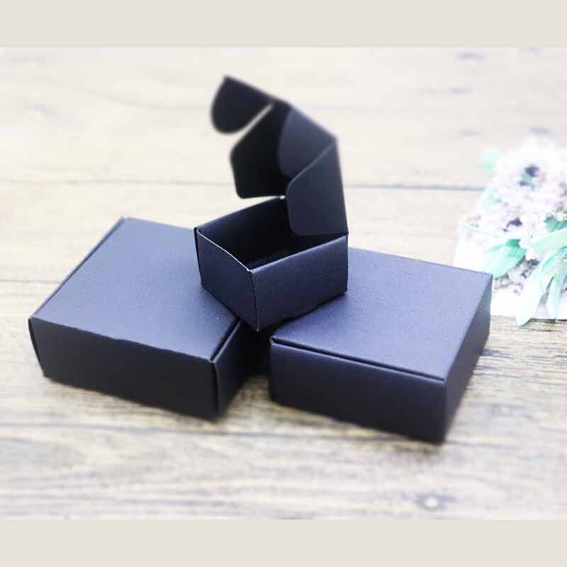 5PCS Small Kraft Paper Box,brown Cardboard Handmade Soap Box,white Craft Paper Box,black Packaging Jewelry Box 5Sizes