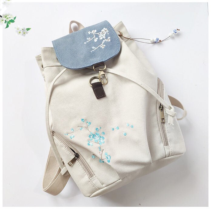 Mochila de lona feminina, mochila escolar casual para mulheres, com flores, bolsa de grande capacidade, para laptop: 04