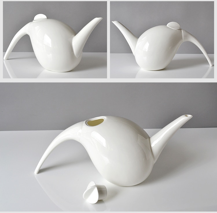 Ensemble de théière et tasse en porcelaine en os blanc uni, ensemble de cinq pièces en forme de goutte d'eau, théière pour le thé anglais, ensemble de café en céramique