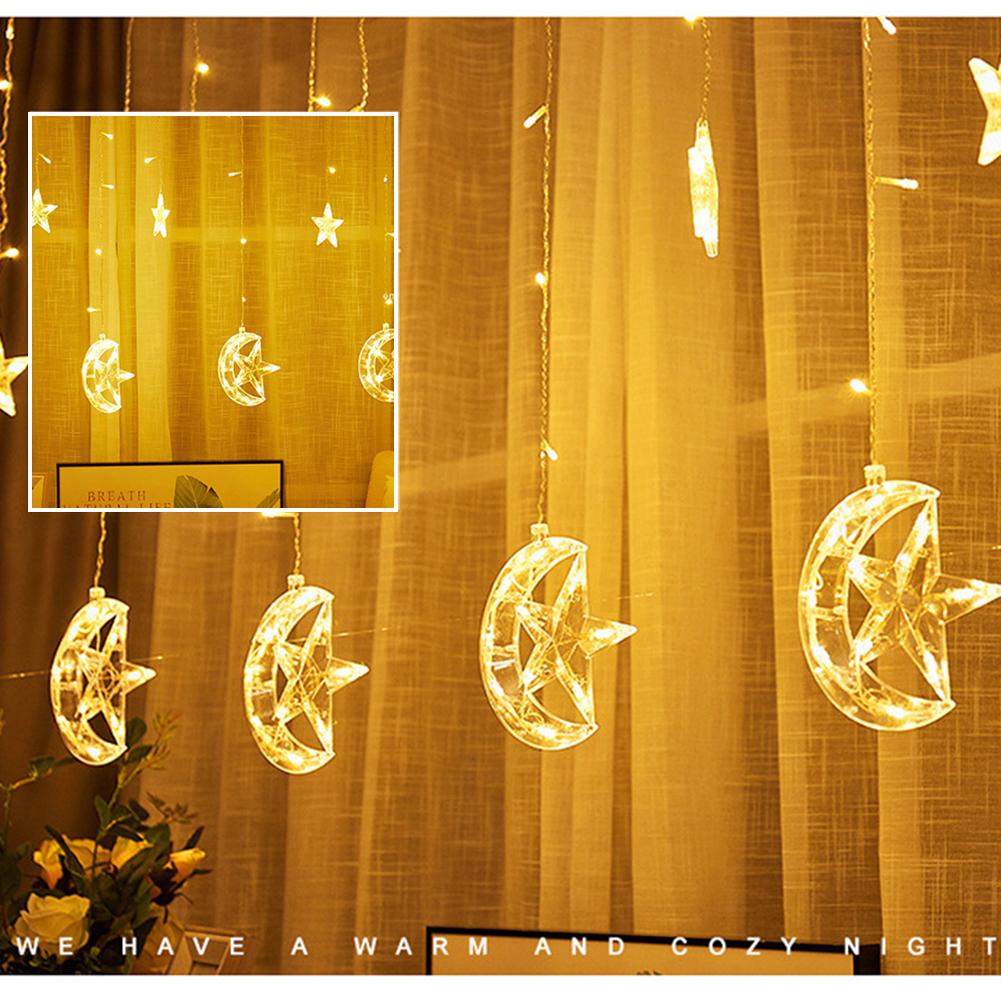 220V impermeable LED estrella Luna cadena luces LED Hada luces cortina luz Navidad boda decoración lámpara luces centelleantes
