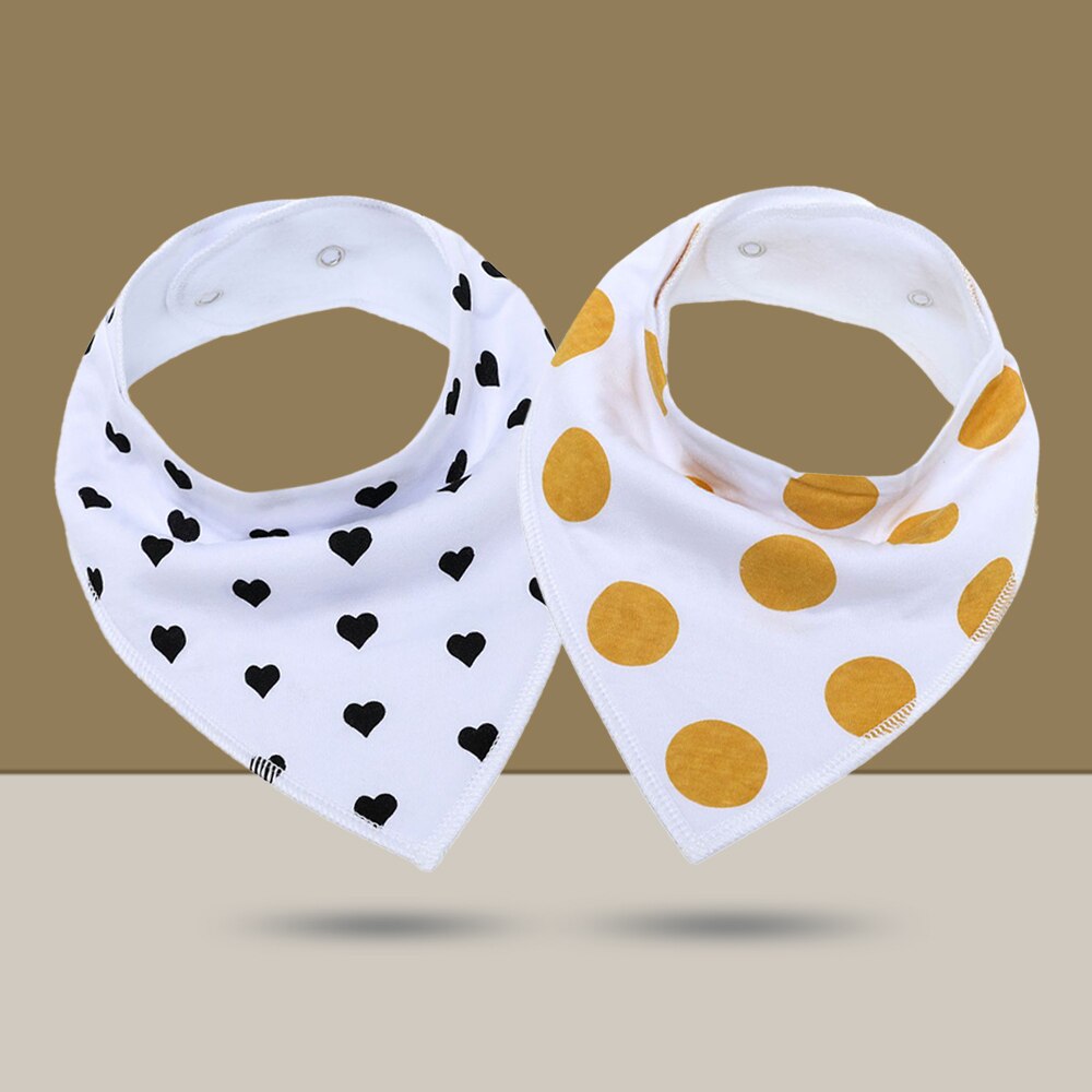 2 pcs/lot Baby Bibs Burp Cloth Print Arrow Wave Triangle Baby Bibs Cotton Reusable Washable Adjustable Baby Meal Infant Bibs: K20001-A10