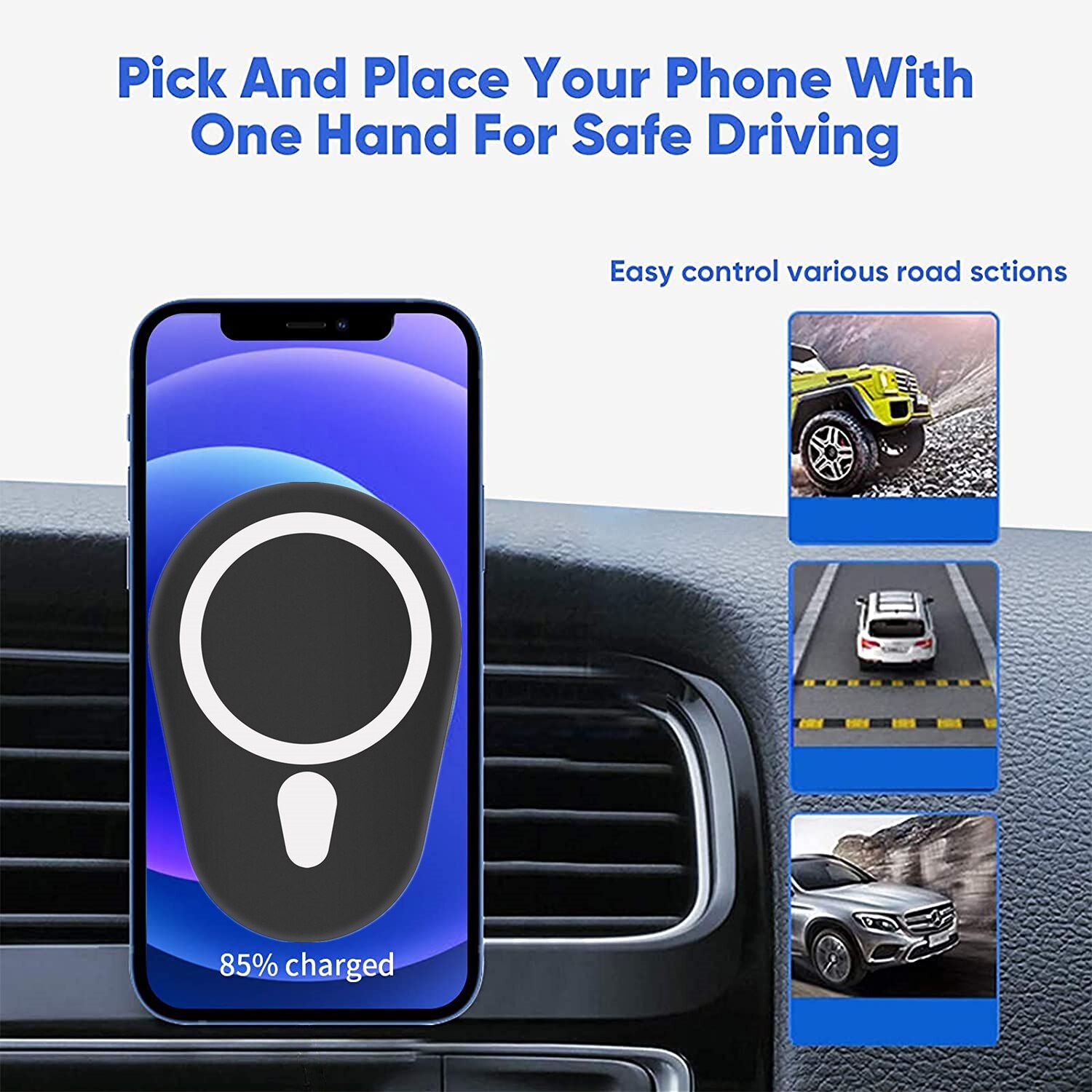 Dcae 15W Magnetische Wireless Car Charger Mount Voor Iphone 12 Pro Max 11 Xs Xr X 8 Samsung S21 s20 S9 Qi Snel Opladen Telefoon Houder