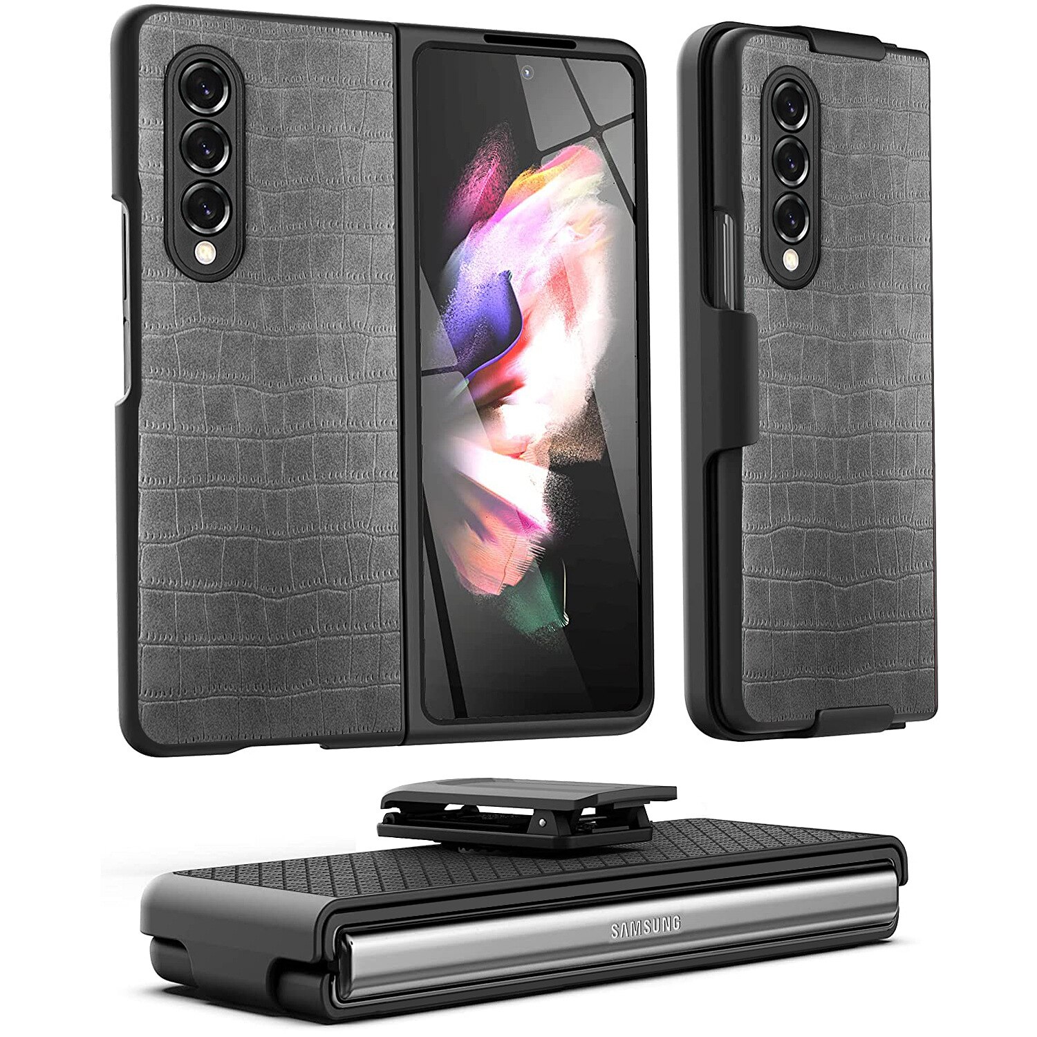 Custodia DuraClip per Samsung Galaxy Z Fold 3 custodie con Clip da cintura Cover anteriore/posteriore sottile con fondina per Galaxy Z Fold 3 Funda: C