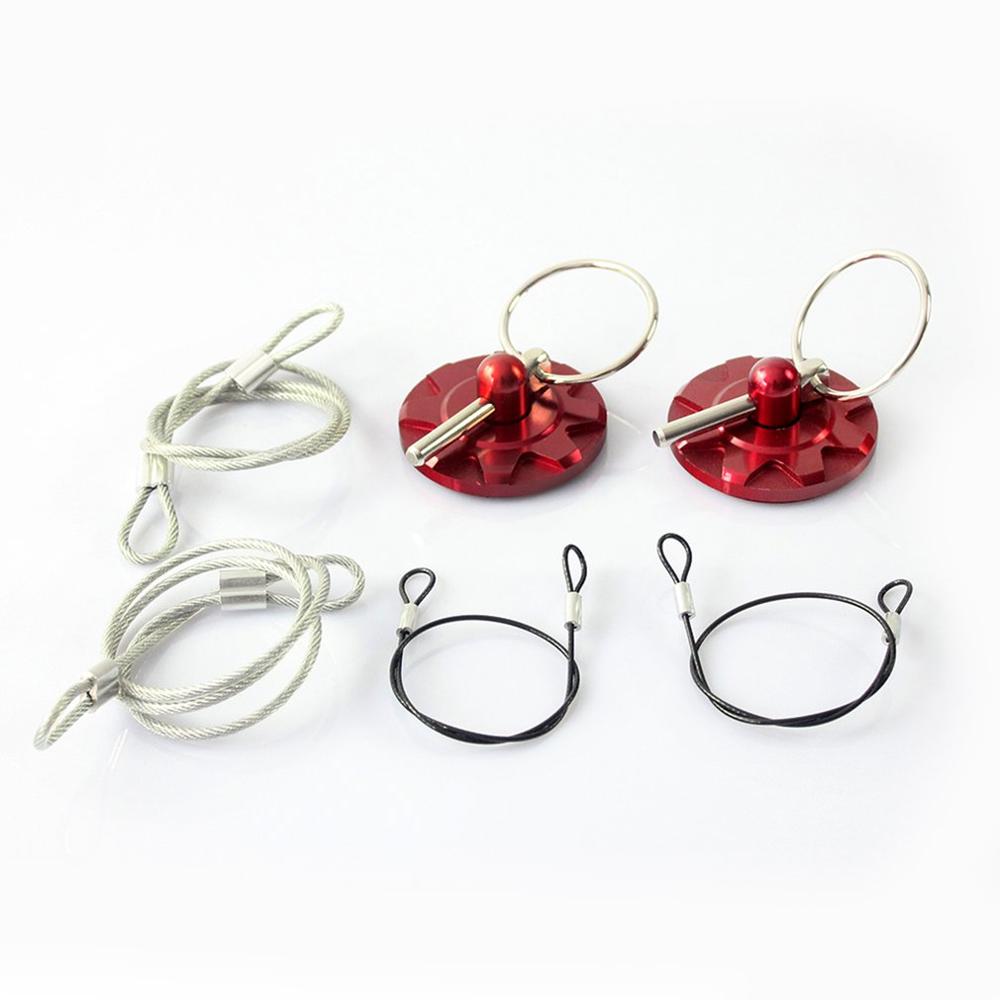 Car modification hood lock high-strength aluminum punch-free racing engin universal quick-release with pole free punching: red