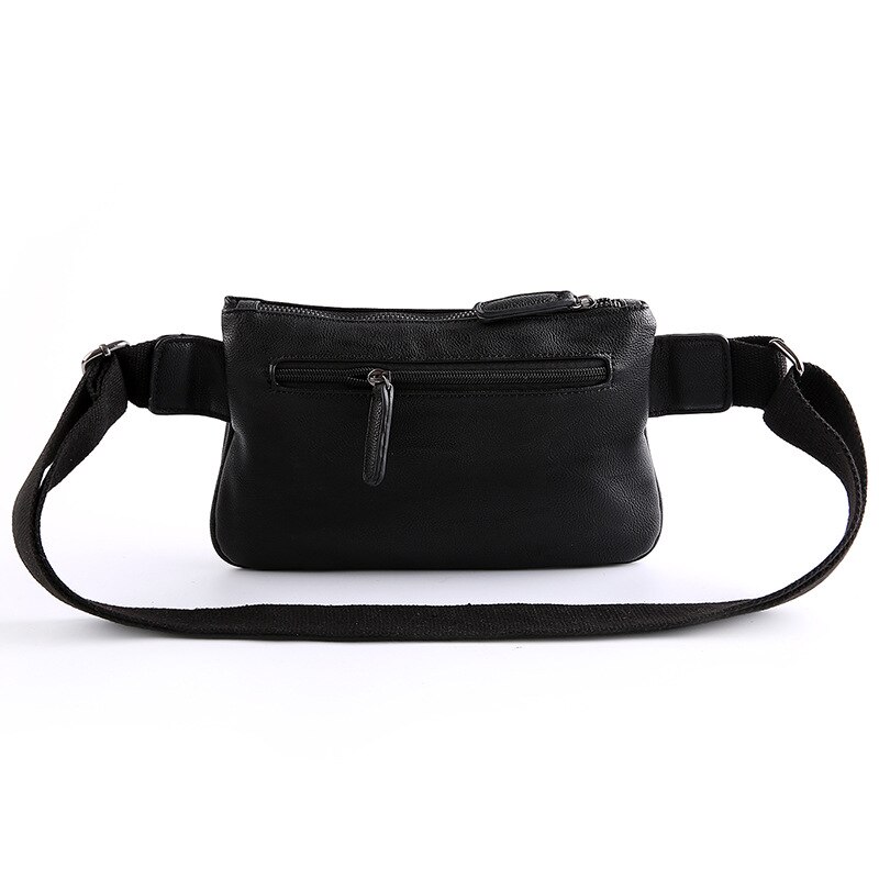 Mannen Effen Zwarte Borst Zak Pu Lederen Heuptas Mannelijke Dubbele Rits Crossbody Tassen Eenvoudige Toevallige Kleine Mannen messenger Bags