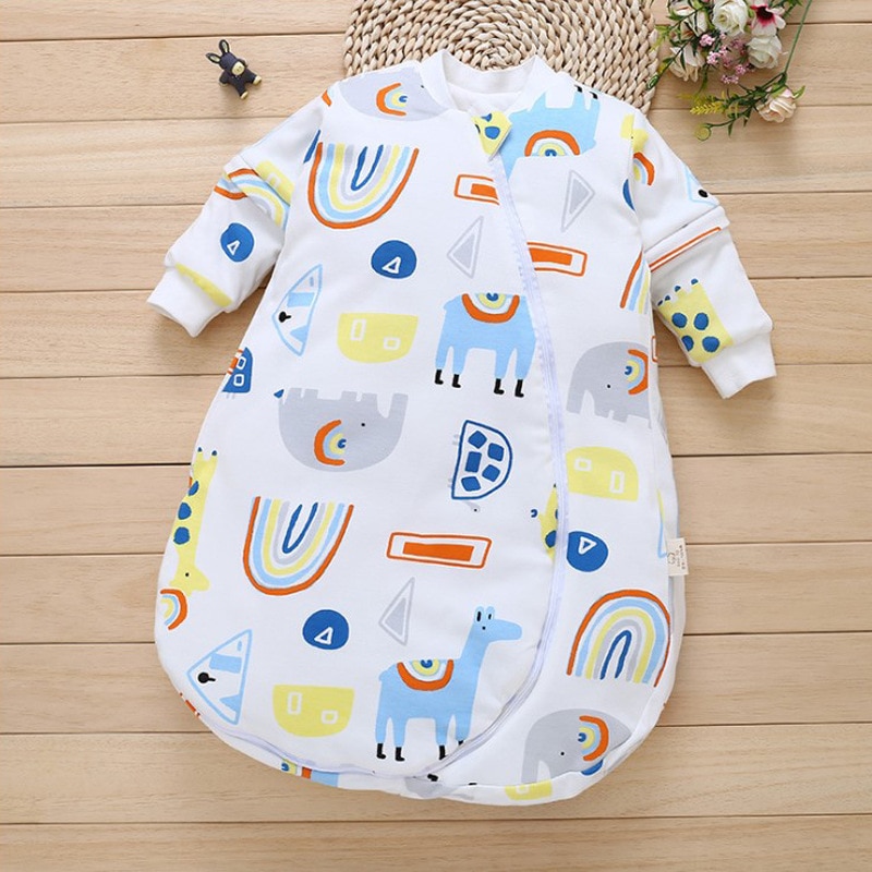 Baby Organische Slaapzak Afneembare Lange Mouwen Wearable Deken Envelop Winter Warm Meisjes Jongens Kleding Beddengoed Quilt