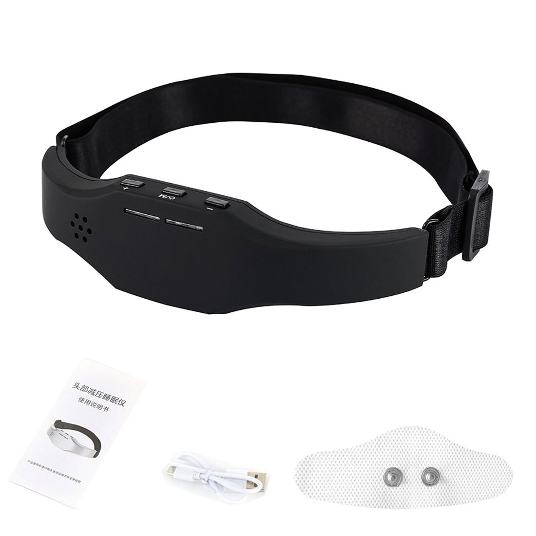 Elektrische Head Massager Slaap Monitor Migraine Relief Massager Therapie Release Stress Slaap Therapie Oplaadbare Apparaat: Black no box