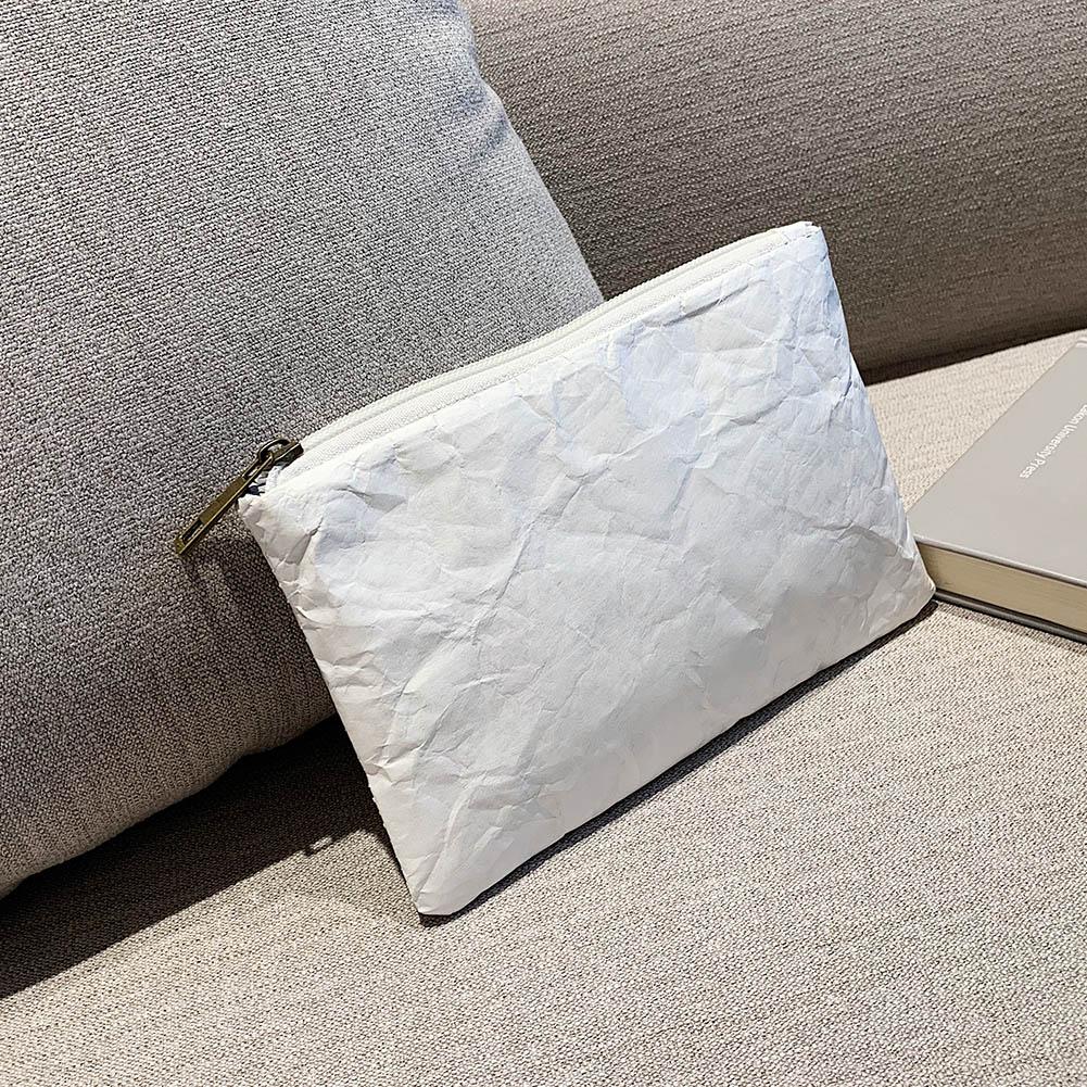 Retro Milieuvriendelijke Clutch Voor Vrouw Mode Handtas Vrouwelijke Eenvoudige Effen Kleur Purse Cosmetische Tas Dames Reizen Make-Up Tas: White