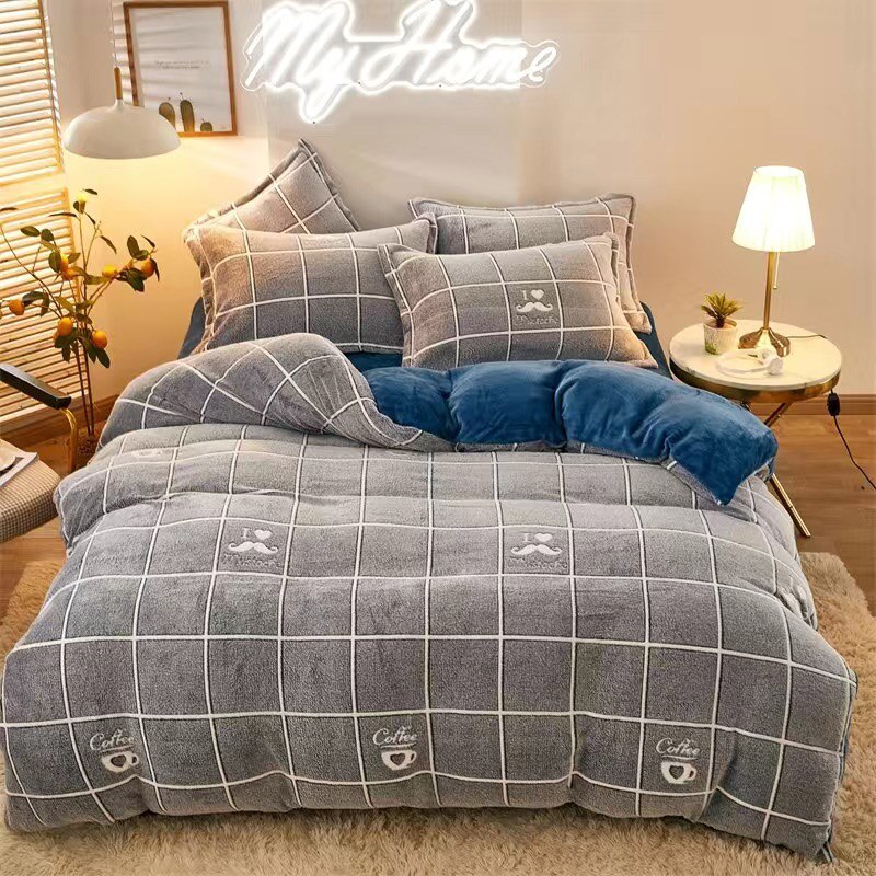 Justchic Sterrenhemel Grijs Dekbedovertrek Winter Dubbelzijdig Sneeuwvlok Fluwelen Warm Dekbedovertrek Kussensloop Kinderen Volwassen Beddengoed Cover: B / 1pcs 150x200cm