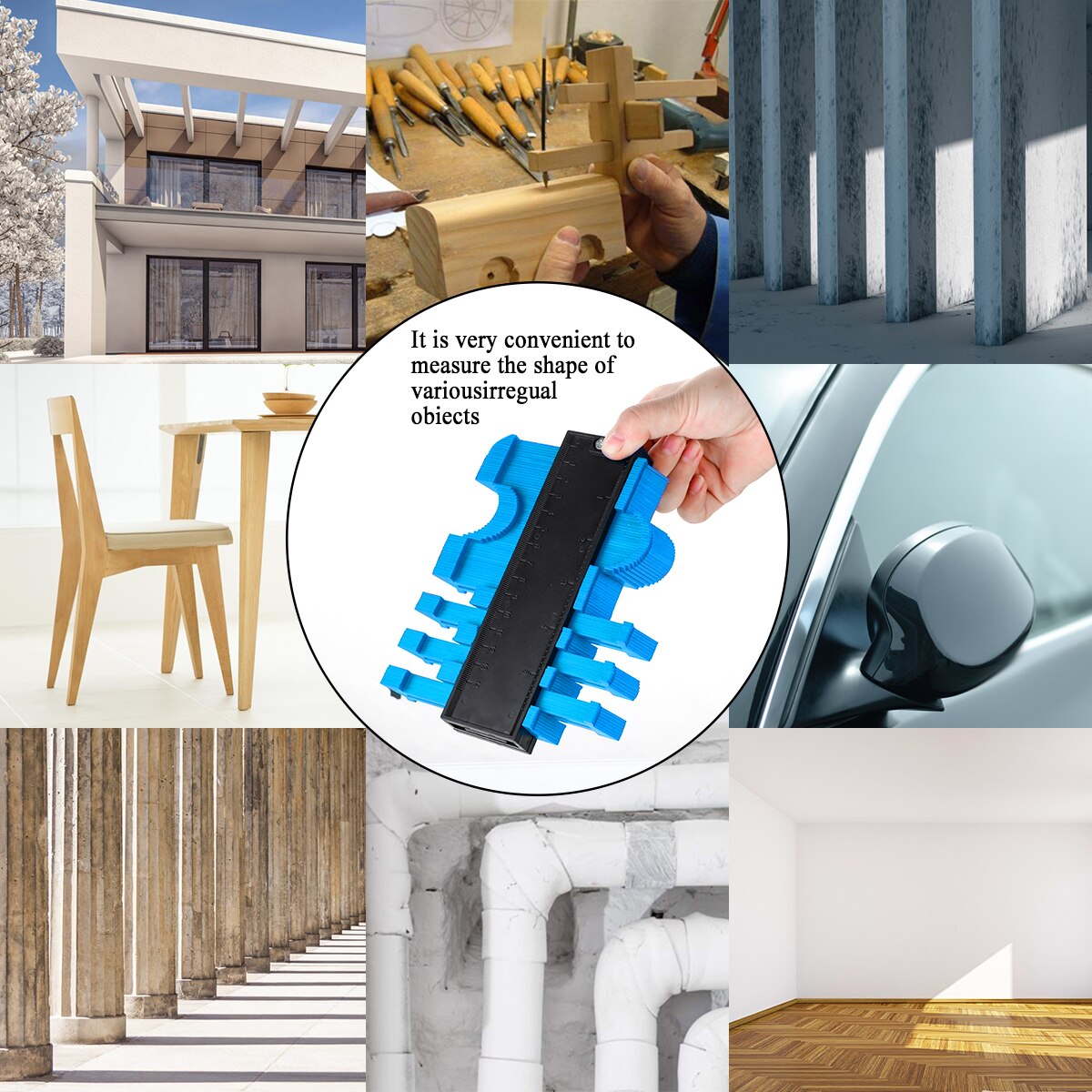 Multi-funktion Kontur Profil Messgerät Fliesen Laminat Fliesen Rand Gestaltung Holz Messen Lineal ABS Kontur Messgerät Duplizierer 5/10 zoll