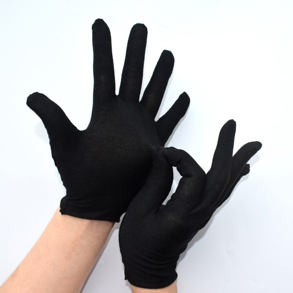 Noir 6 paires gants Inspection coton travail gants haute Stretch gants mince épais résistant aux taches de