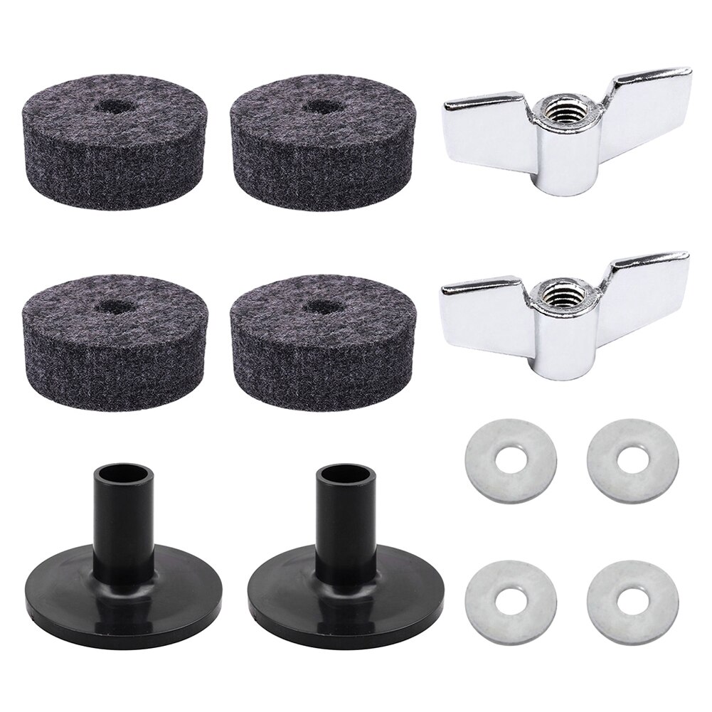 cymbal filt hei-hatt kløtsj filt hei hatt kopp filt cymbal ermer med utgangspunkt vingemuttere cymbal skive til cymbal stabilere: 12 stk