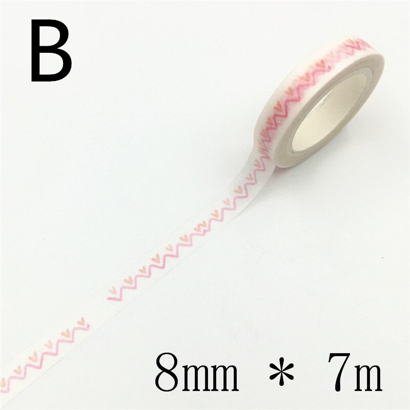 Autocollant amour et feuilles pour scrapbooking, étiquette scrapbooking, ruban de masquage décoratif, matériel en papier, Album Photo Escolar, Washi, Diy bricolage, 7m * 8mm: B