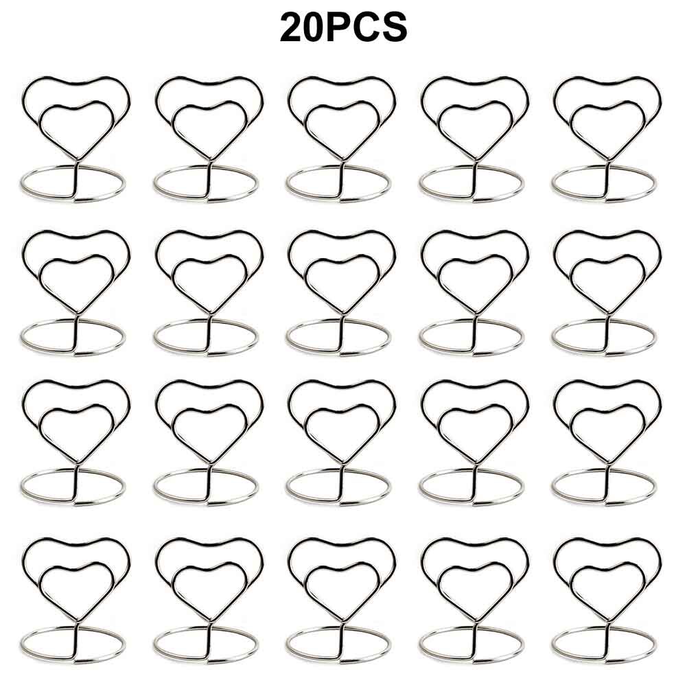 20pcs Number Stands Restaurants Table Decor Reusable Steel Wire Place Card Holder Memo Notes Wedding Party Mini Birthdays Lovely: Default Title