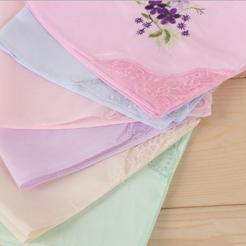 2Pcs/lot SHSEJA Women embroidered handkerchief 100% cotton embroidery handkerchief lace embroidery handkerchief towel