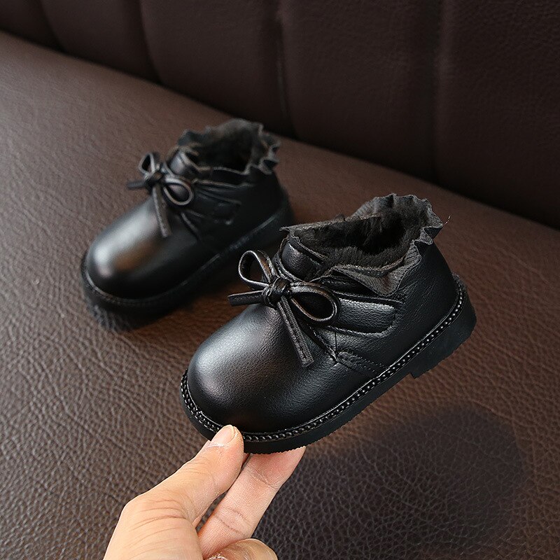JUSTSL Winter Baby Meisjes Zachte Bodem Peuter Schoenen Kinderen Katoen gevoerde Schoenen Plus Fluwelen Houden laarzen Voor 6- 18 maanden Baby: Black / 2