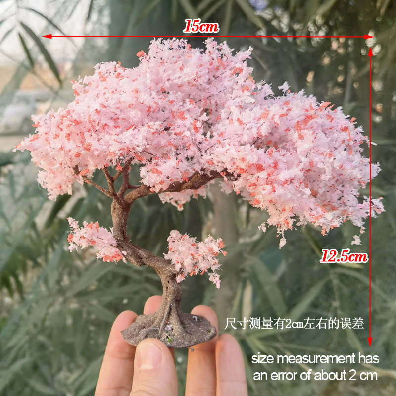 10-25cm simulation cherry blossom tree model flower tree Japanese doll house decor landscape animation garden scenery diorama: Yellow