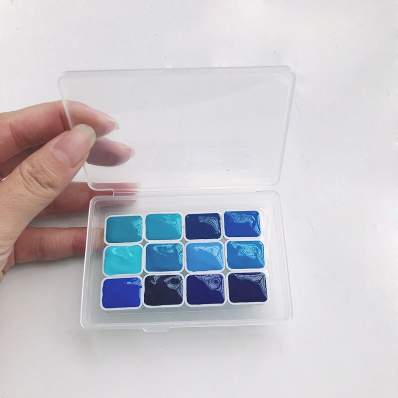 Blue series 12 colors 0.5ml/1ml/2ml Mini box Watercolour Sub-Package blue sea watercolor paint: 1ml x 12 colors