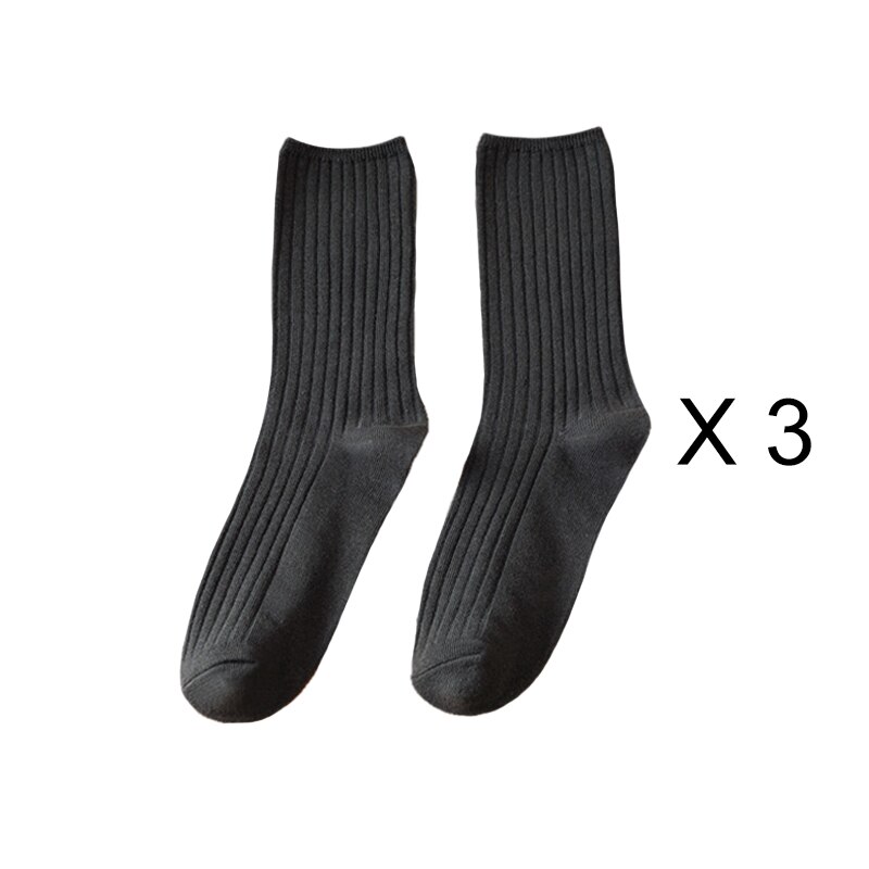 3 par/lote conjuntos de calcetines de mujer de Color sólido Retro calcetines largos de algodón para mujer transpirable estilo japonés Casual calcetín largo de algodón