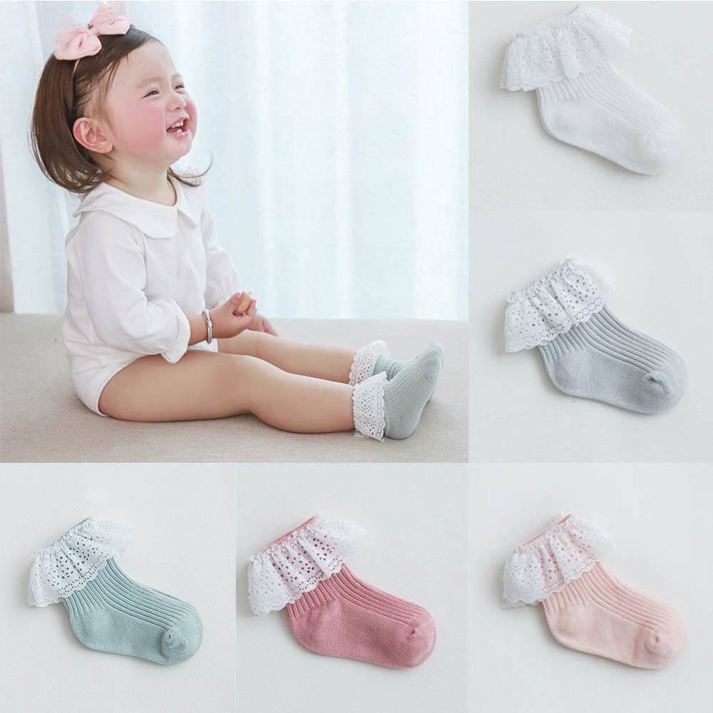 2019 Autunno Inverno Dei Bambini Calzini e Calzettoni Calzini e Calzettoni Cotone Floreale Del Merletto Del Cotone delle Ragazze Del bambino bambini piccoli Calzini e Calzettoni Adatto per 0-1 anni di età