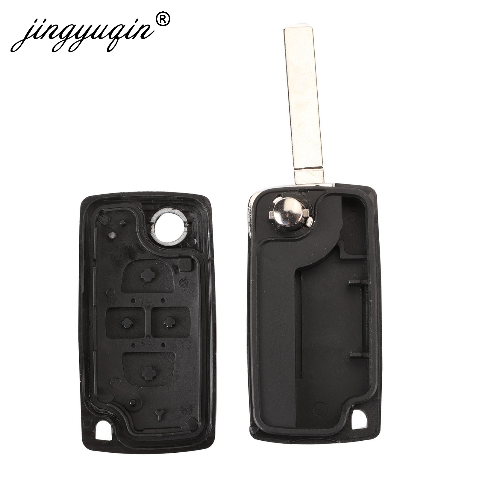 Jingyuqin 4 Knoppen Flip Floding Remote Key Fob Case Shell Fob Voor Peugeot 1007 Voor Citroen C8 Ongesneden Mes Met Groove Ce0523